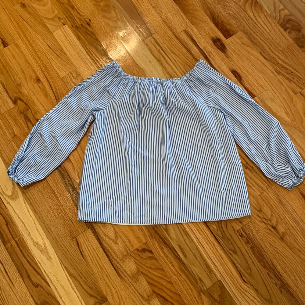 Abercrombie Kids blue and white striped shirt